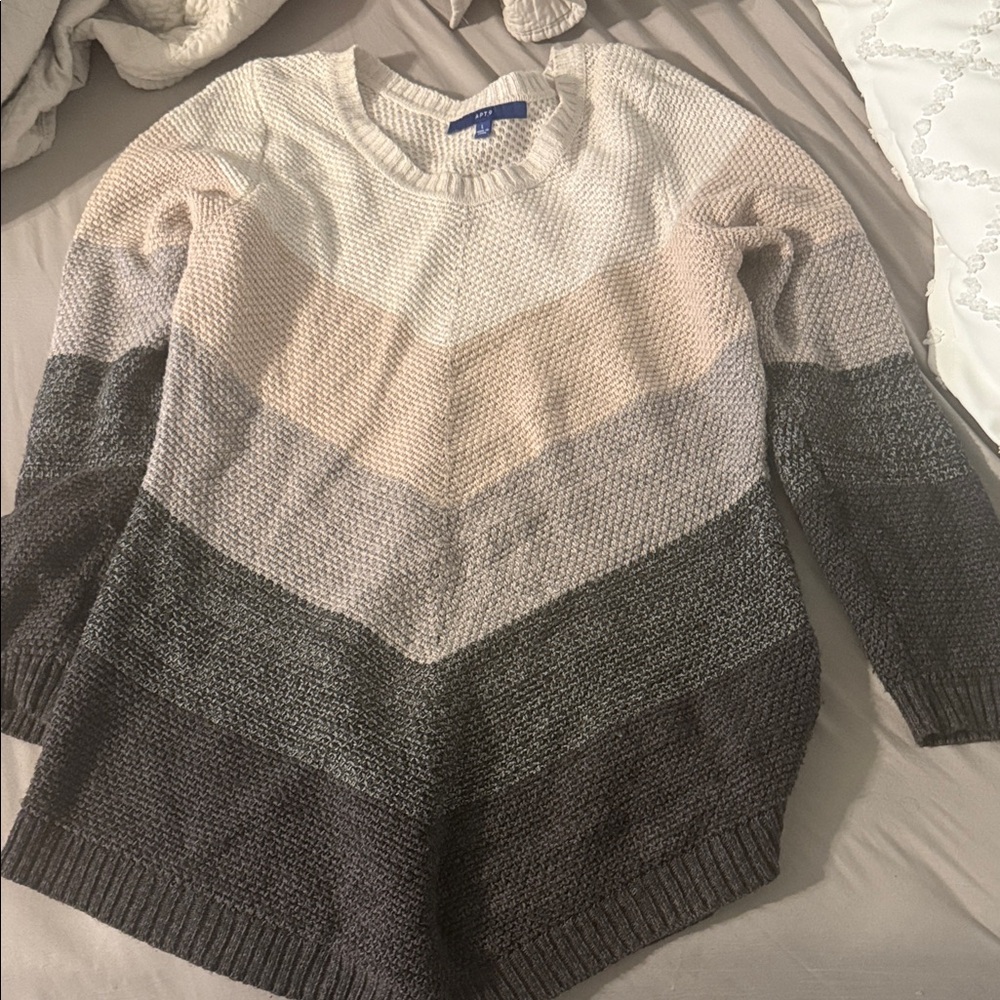 Apt. 9 Women's Chevron Knit Sweater - Cream, Gray, Black